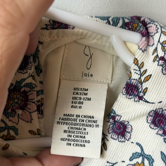Joie Floral Kids Dress with Lace Trim, size 12 mo NWT - Picture 3 of 6